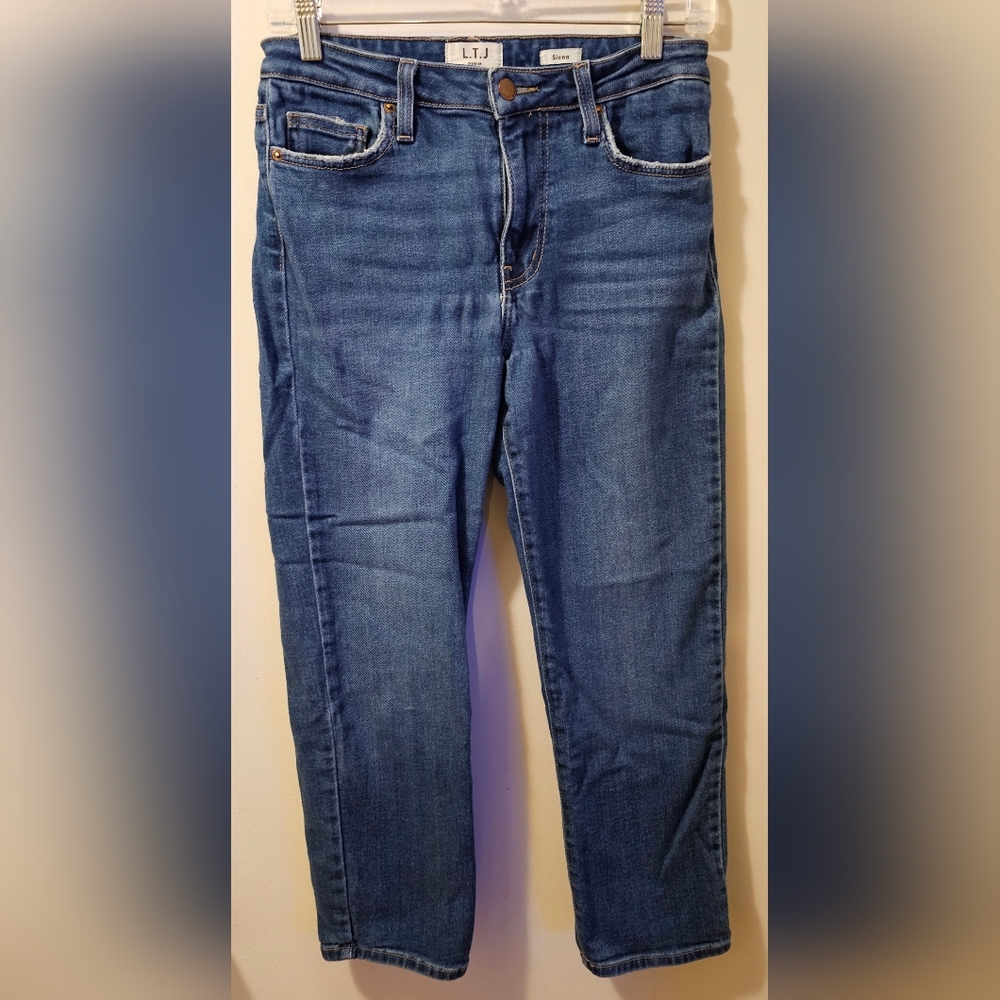 LTJ Siena Jeans Womens Size 28 Blue Cropped Straight Slim Fit Mid Rise Stretch